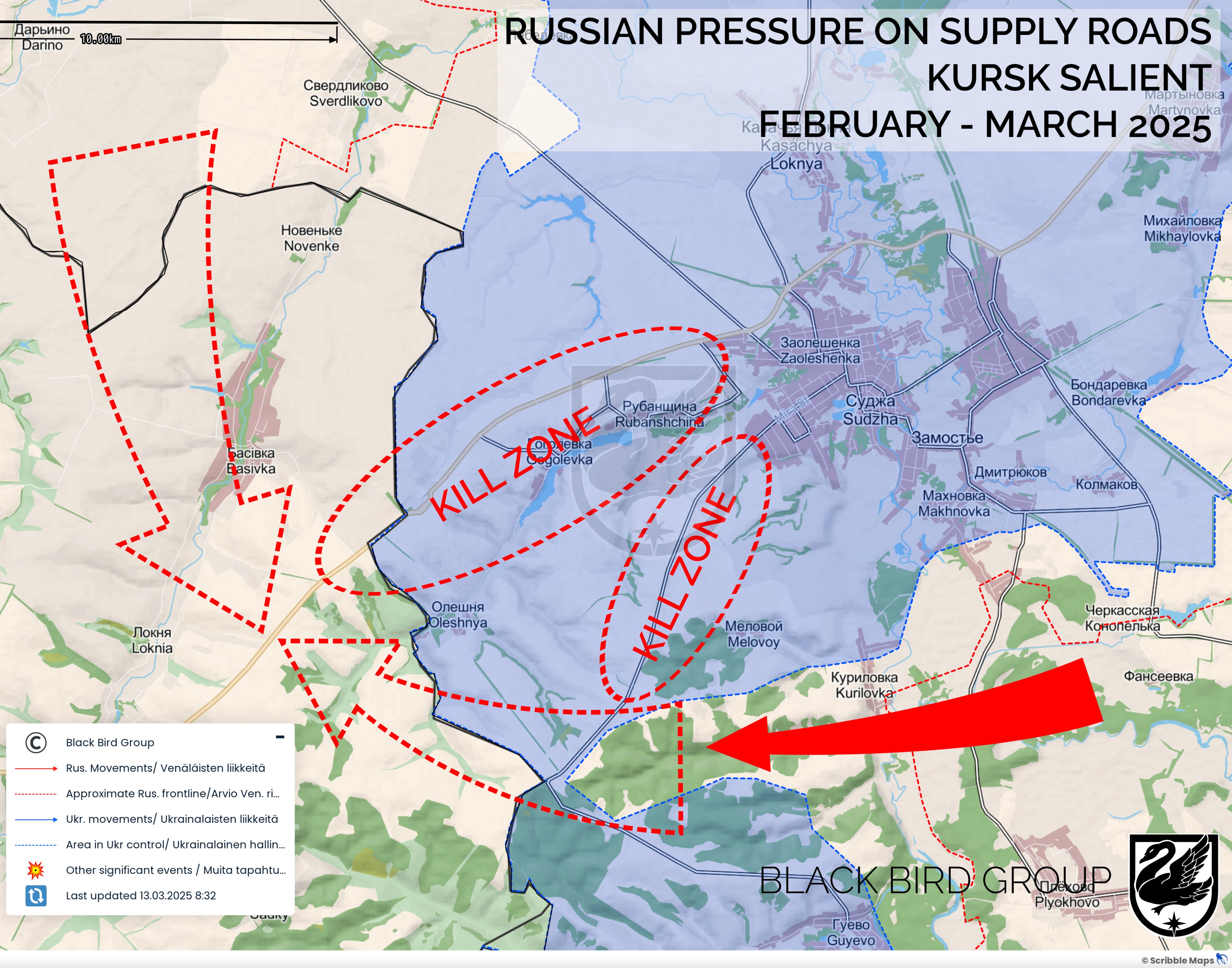 Конечный этап ликвидации плацдарма ВСУ в Курской области по версии Black Bird Group