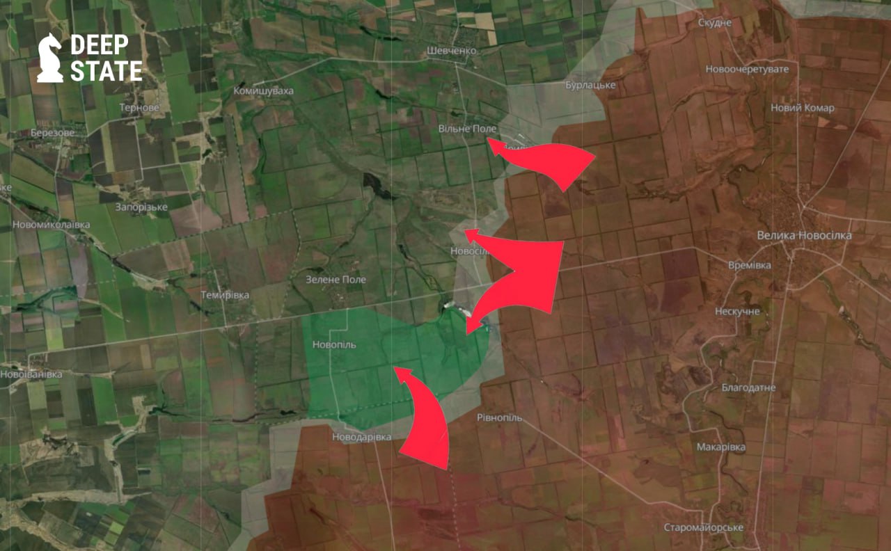 Ситуация на западном фланге южно-донецкого направления по версии DeepState