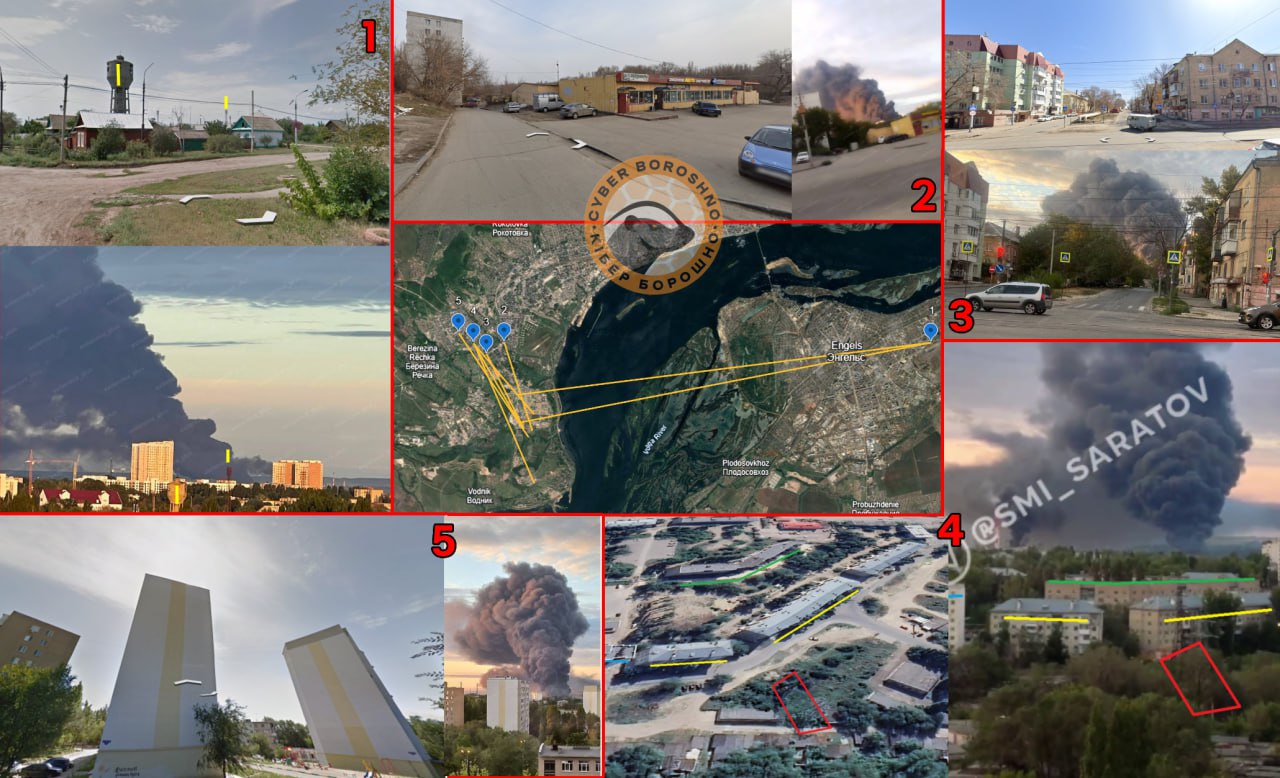 Геолокация попаданий БПЛА по Саратовскому НПЗ