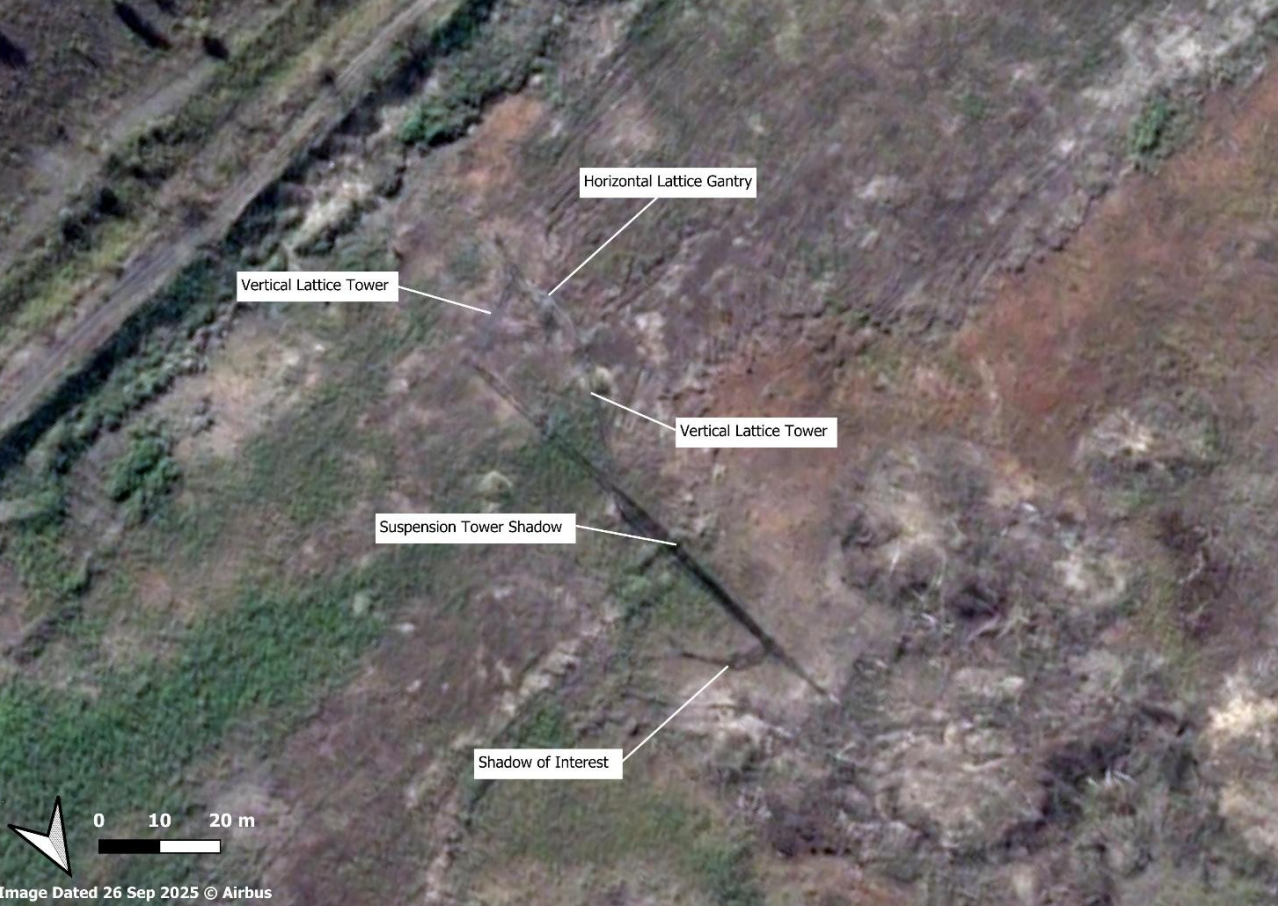 Спутниковый снимок предполагаемого места украинского обстрела энергоинфраструктуры Запорожской АЭС