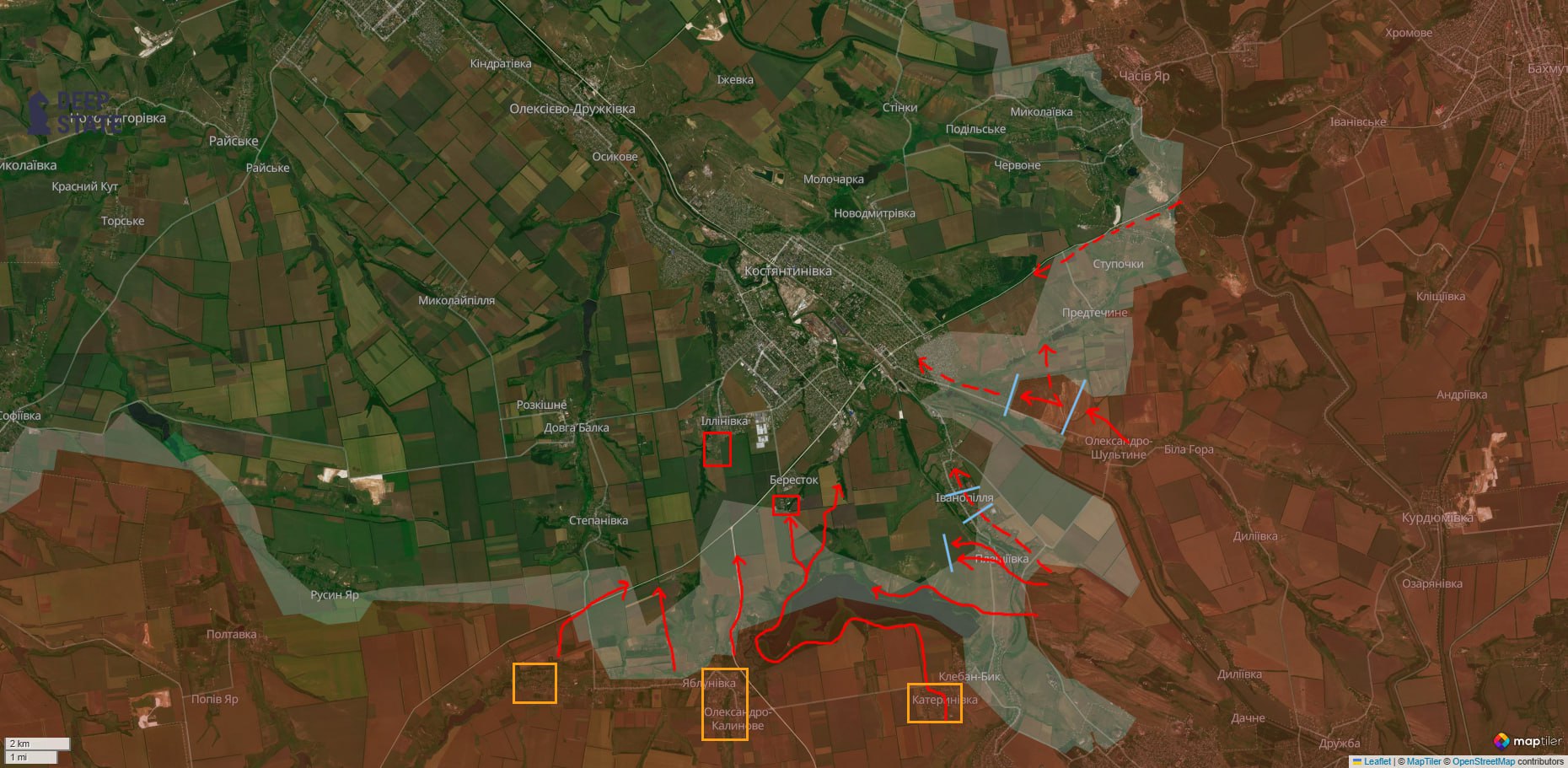 Ситуация в районе Константиновки по версии исследователя под ником Playfra