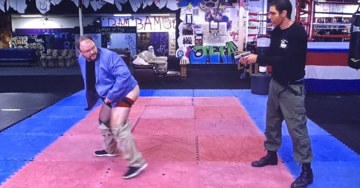 Член Палаты представителей штата Джорджия Джейсон Спенсер и Саша Барон Коэн в шоу «Кто такая Америка?»